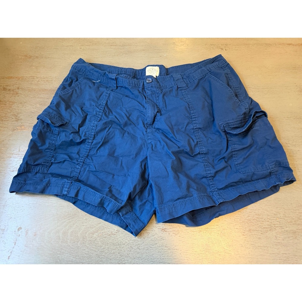 St. Johns Bay Womens Navy Blue Cargo Shorts Plus Size 18W Cotton Stretch Utility